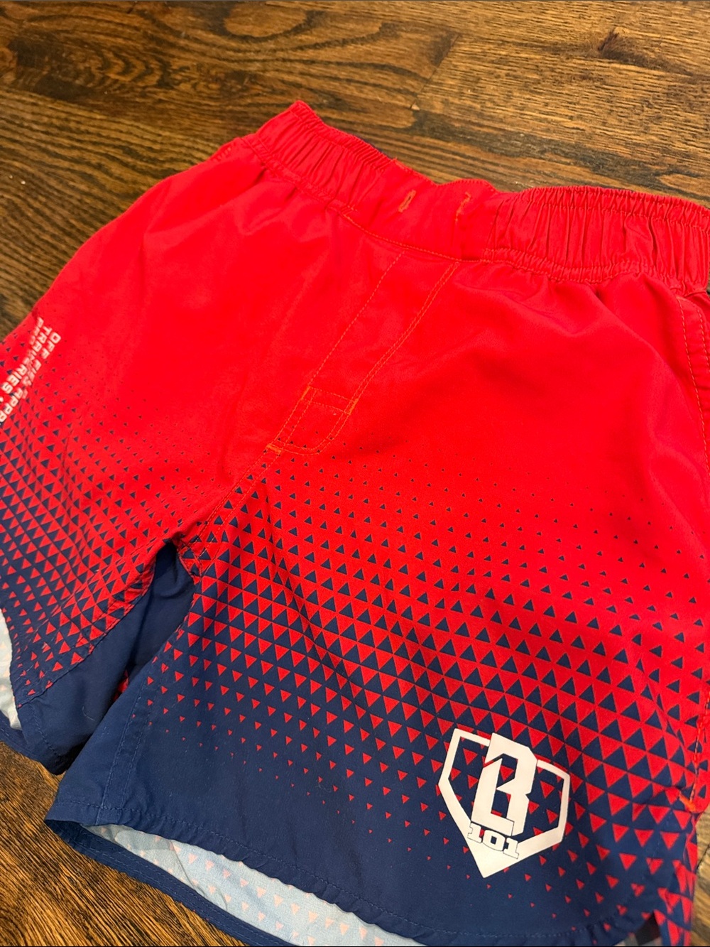 Baseball Lifestyle 101 Kids Red and Navy Gradient Athletic Shorts - Picture 2 of 5